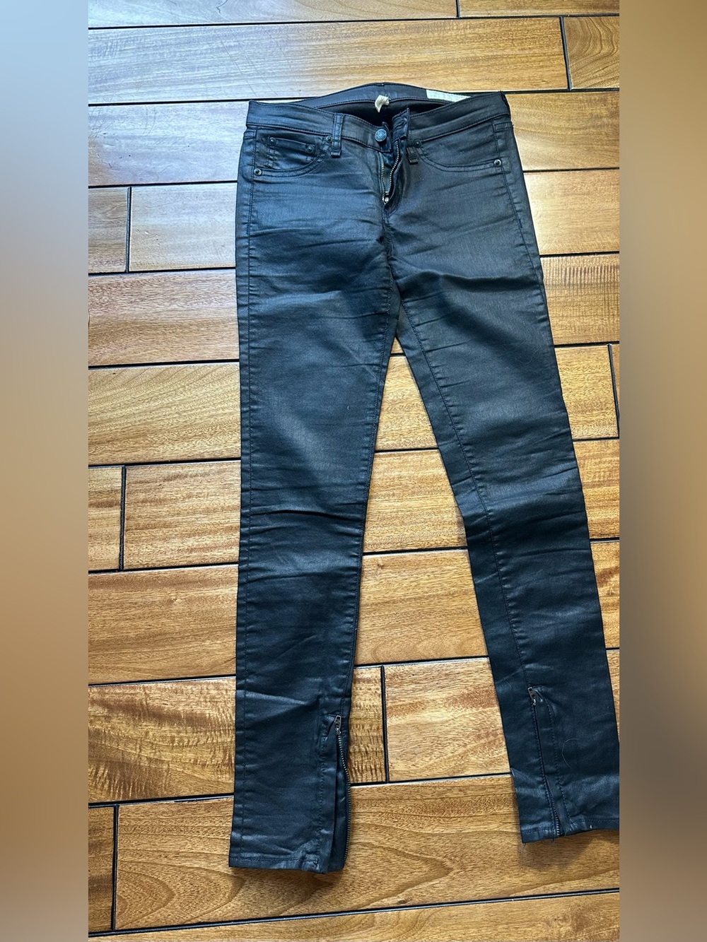 rag & bone Coated Legging Zipper Jeans in Navy Seal